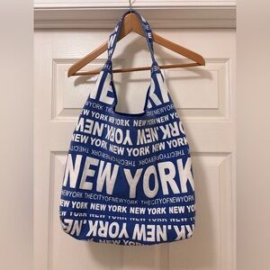 Blue New York Print Tote Bag